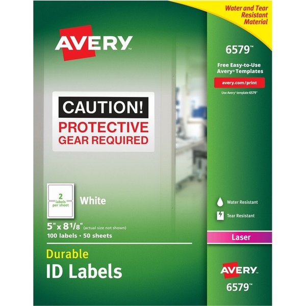 Avery Label, Perm, Laser, 5X8, We, 100PK AVE6579